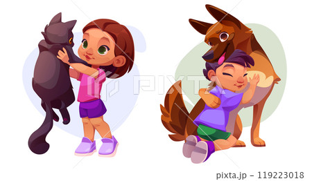 Children playing with pets 119223018