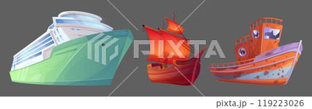 Set of ships isolated on background 119223026
