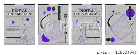 Retrowave aesthetic banners set Retrowave aesthetic banners set 119223043