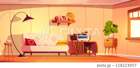 Retro style living room interior design Retro style living room interior design 119223057