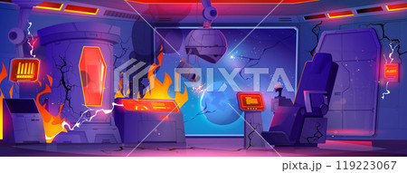 Fire smoke in cryogenic laboratory with capsule Fire smoke in cryogenic laboratory with capsule 119223067