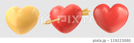 3d gold and red heart balloon icon with arrow 119223080