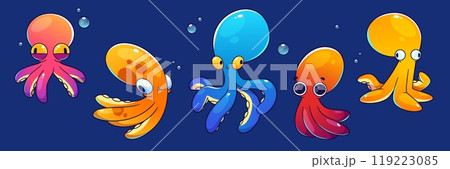 Cute childish octopus cartoon character underwater 119223085