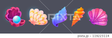 Seashells set isolated on black background 119223114