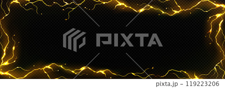 Yellow lightning frame on transparent background Yellow lightning frame on transparent background 119223206