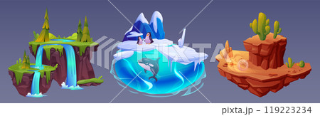 Floating island platform for game ui design. 119223234