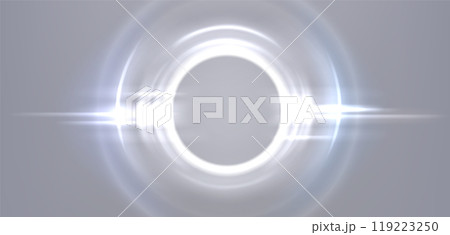 White neon glowing circle. Realistic vector 119223250