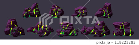 Rock boulder crack with toxic light texture vector 119223283