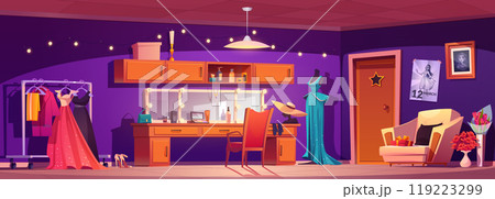 Makeup room for actor dressing with mirror vector 119223299