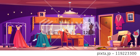 Cartoon actors dressing room interior 119223300