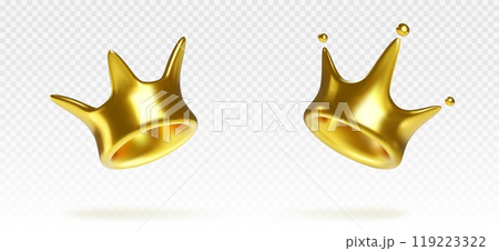 Golden king crown in different angles. 119223322