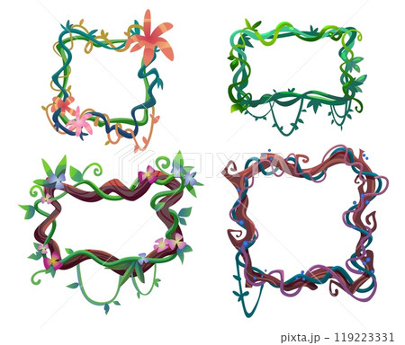 Frames made from liana vine with leaf and flower Frames made from liana vine with leaf and flower 119223331
