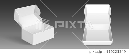 White cardboard open empty box mockup. 119223349