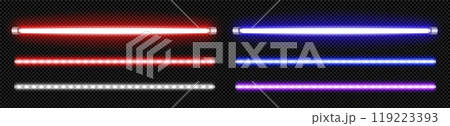 Isolated neon led lamp tube line with blue glow 119223393