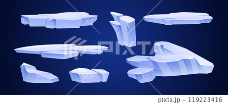 Set of ice floes isolated on background Set of ice floes isolated on background 119223416