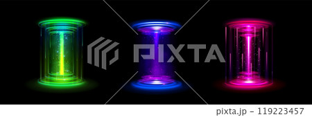 Game holographic portal with neon glow effect Game holographic portal with neon glow effect 119223457