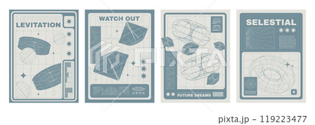 Poster and cover design layout in y2k style 119223477