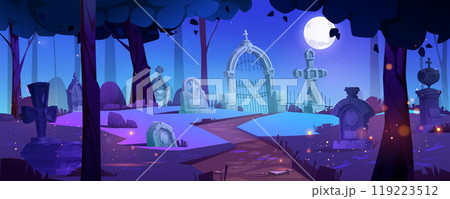 Old gothic cemetery at night Old gothic cemetery at night 119223512