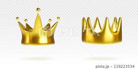 Golden crowns set on transparent background Golden crowns set on transparent background 119223534