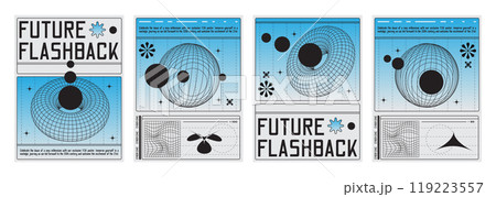 Y2k techno vibe banners set 119223557