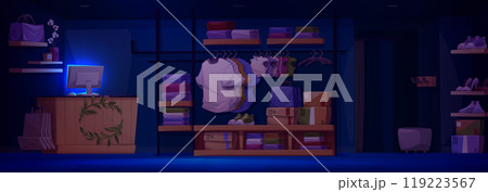 Night retail fashion store vector illustration Night retail fashion store vector illustration 119223567