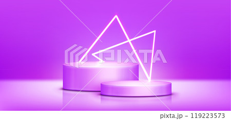 Round podiums on purple background Round podiums on purple background 119223573
