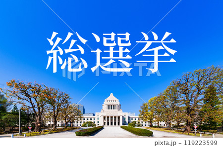 国会議事堂 【 日本 の 国会 と 選挙 と 裏金 イメージ 】＊被写体の敷地外である公道から撮影 119223599