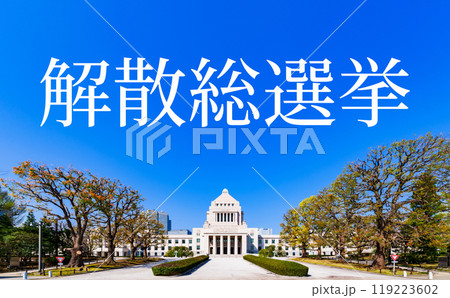 国会議事堂 【 日本 の 国会 と 選挙 と 裏金 イメージ 】＊被写体の敷地外である公道から撮影 119223602