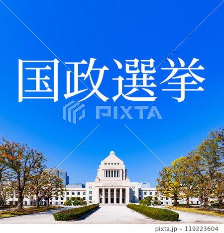 国会議事堂 【 日本 の 国会 と 選挙 と 裏金 イメージ 】＊被写体の敷地外である公道から撮影 119223604