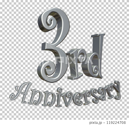 3DCG文字「3rd Anniversary/3周年」シルバー,銀 119224708