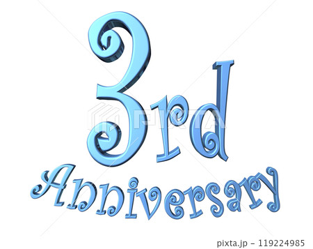 3DCG文字「3rd Anniversary/3周年」ブルー,青 119224985