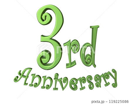 3DCG文字「3rd Anniversary/3周年」グリーン,緑 3DCG文字「3rd Anniversary/3周年」グリーン,緑 119225086