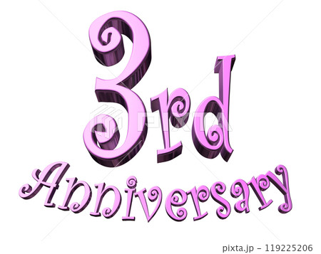 3DCG文字「3rd Anniversary/3周年」パープル,紫,ピンク 3DCG文字「3rd Anniversary/3周年」パープル,紫,ピンク 119225206