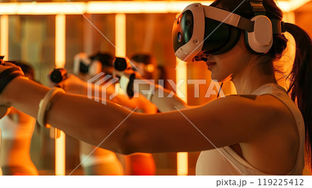 This photo captures the futuristic fusion of fitness and technology 119225412
