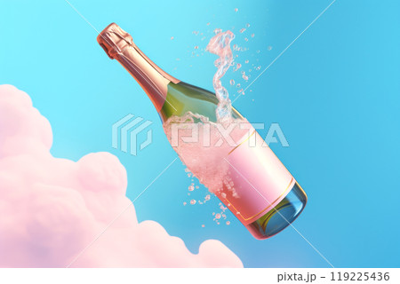 Celebrate special moments with this whimsical image of a champagne 119225436