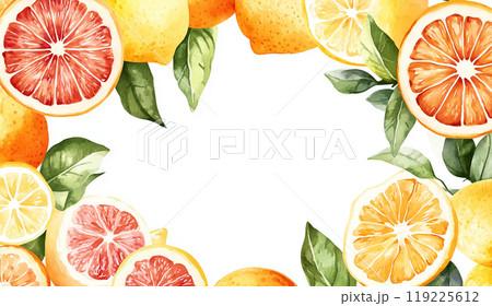 新鮮な果物のイメージ　レモン、オレンジ、グレープフルーツ 119225612