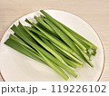 切ってお皿に載せたニラ 119226102