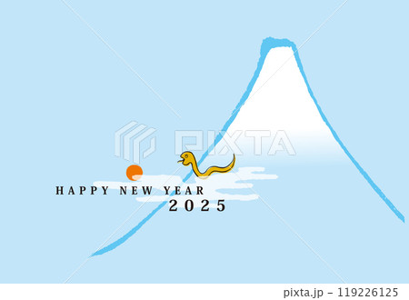 富士山イラストの2025年の年賀状 119226125