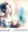 音楽を聴く女性② 119226325