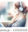 音楽を聴く女性① 119226326