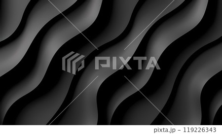 Abstract black wavy background. Smooth curves create a modern and elegant look. Concept of minimalism and sophistication. Banner for Black Friday Abstract black wavy background. Smooth curves create a modern and elegant look. Concept of minimalism and sophistication. Banner for Black Friday 119226343
