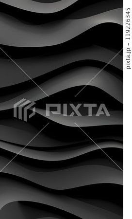 Abstract black wavy background for Black Friday. Smooth curves create a modern and elegant look. Phone wallpaper. Vertical illustration 119226345