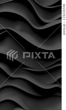 Abstract black curves create a modern and elegant background. Concept of minimalism, sophistication and luxury. Phone wallpaper. Vertical illustration for Black Friday 119226346