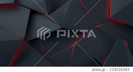 Modern abstract composition with triangular geometric shapes, dark colors and red accents. Perfect for Black Friday advertising 119226365