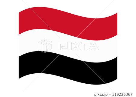 Wavy flag of Yemen, isolated on transparent background. Flag of the Republic of Yemen. Vector illustration 119226367