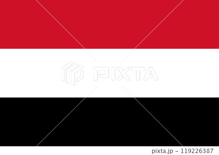 The official national flag of Yemen. Flag of the Republic of Yemen. Vector illustration 119226387