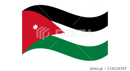 Wavy flag of Jordan, isolated on transparent background. Flag of the Hashemite Kingdom of Jordan. Vector illustration 119226397