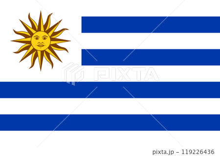 The official national flag of Uruguay. Flag of the Oriental Republic of Uruguay. Vector illustration The official national flag of Uruguay. Flag of the Oriental Republic of Uruguay. Vector illustration 119226436