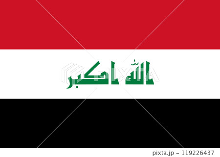 The official national flag of Iraq. Flag of the Republic of Iraq. Vector illustration The official national flag of Iraq. Flag of the Republic of Iraq. Vector illustration 119226437