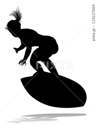 Woman Surfer Surfboard Female Surfer Silhouette 119227004